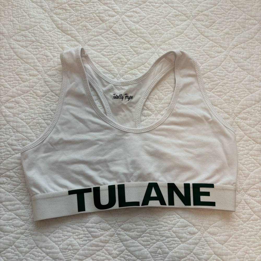 Tulane Game Day White Sports Bra